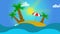 Animation of tropical landscape - beach, sea, waves, palms