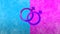Animation of two linked male gender symbols on blue and pink background