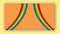 Animation of two sets of rainbow stripes moving on orange background with white and yellow frame