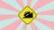 Animation of an uphill road traffic sign icon with a rotating background