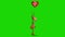 Animation for Valentine`s day. A funny deer walks with red heart shaped balloon. Green screen.