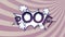 Animation of vintage comic cartoon speech bubble with POOF! text on purple striped background