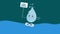 Animation of water drop holding save water banner in sea