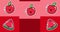 Animation of watermelon and apple icons on red background