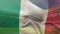 Animation of waving flag of italy over stadium