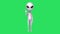 Animation White Alien on green background.