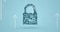 Animation of white arrows pointing up over online security padlock on blue background