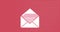 Animation of white envelope email icon on rows of dots on red background