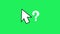 Animation white mouse cursor on green background.