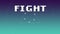 Animation of white pixel text fight, over pulsating white shapes, on graduated blue background