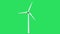 Animation White wind turbine on green background.