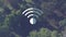 Animation of wifi digital icon floating over park