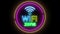 Animation wifi zone neon sign light at black background in looped concept animation.