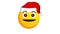 Animation of a winking and showing it`s tongue yellow emoji in santa claus christmas hat isolated on white background