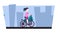 animation woman riding a bicycle riding a city