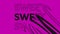 Animation of the word sweet in black and white moving and distorting on orange then pink