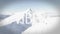 Animation of the word vibes written in white letters over hikers on snow covered mountain