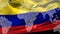 Animation of world map over waving colombia flag against black background