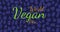 Animation of world vegan day text in green and orange, over purple fruits and vegetables, on black