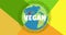 Animation of world vegan day text yellow and white, over globe on green, orange and yellow