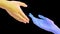 Animation of yellow and blue hands touching