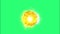 Animation yellow crystal Ball on green background.
