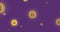 Animation of yellow online security padlock icons flying up over purple background