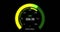 Animation of yellow speedometer over black background