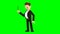 Animation of young man in black suit explaining something using stick pointer.