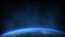 Animation zoom in of Earth planet, world, globe view from above . Blue space starry in background