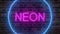 Animation zoom flashing neon sign `Neon`
