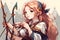 Anime Archer Girl Medieval Themed Bow and Arrow Warrior Woman