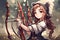 Anime Archer Girl Medieval Themed Bow and Arrow Warrior Woman