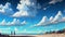 anime background art of endless beautiful blue sky with lots of clouds, neural network generated art