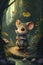 Anime cute mouse standing in a fantasy Forest