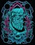 Anime cyborg Robot samurai head masker cyberpunk background for t-shirt poster sticker design