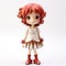 Anime Doll Figurine With Meticulous Detailing On White Background