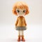 Anime Doll Girl Figurine: Orange And Grey Maquette Style By Patrick Brown And Chie Yoshii