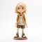 Anime Figurine Of Chie Yoshii: Patrick Brown Style, Beige And Amber Design
