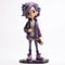 Anime Girl Figurine In Purple Coat And Shoes