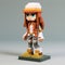 Anime-inspired 3d Pixel Art Of Emma With Hats - Uhd Sculpted Figure