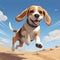 Anime-inspired Beagle Dog Portrait: Vibrant Animation With Realistic Landscapes