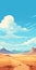 Anime-inspired Cartoon Landscape In Desert With High Desert And Mountains