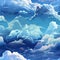 Anime-inspired clouds in a dreamlike sky illustration (tiled)
