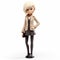 Anime-inspired Girl Figurine In Suit With Cool Blonde Hair