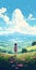 Anime-inspired Girl Walking Through Serene Meadow - Rtx On Poster Art