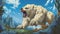 Anime-inspired Polar Bear In A Grotesque Landscape