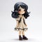 Anime-inspired Resin Doll With Brown Hair And Dress