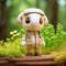 Anime-inspired Sheep Figurine In Forest - Adventure Themed Wood Sculpture