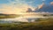 Anime-inspired Sunset Over River: Hyper Realistic Landscape Painting